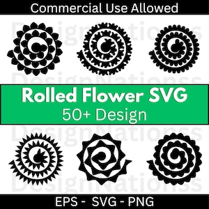 Svg fiore arrotolato, fiori di carta arrotolati, Cricut Flower Svg, fiore da sposa Svg, modello di fiore arrotolato, fiore di carta, fiore 3d Svg, digitale