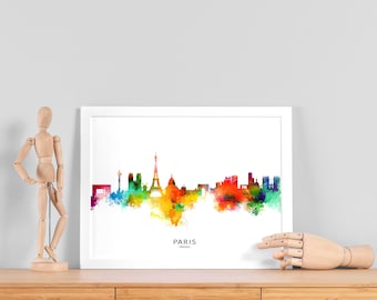 Lámina imprimible del cielo de París: Póster minimalista de paisaje urbano, decoración para el hogar con paisajes de ciudades francesas (descarga digital)