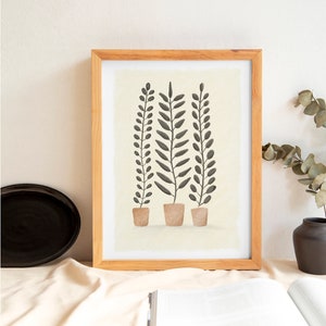 Impressão de parede com plantas boho: vegetação minimalista, folhas abstratas, arte botânica moderna (download digital)