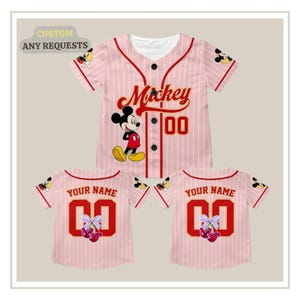 Personalized Disney Jersey – Vintage Mickey Mouse Smile Baseball Shirt, Custom Disneyland Jersey, Birthday Gift for Disney Fans