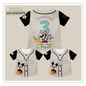 Personalized Mickey Mouse Jersey, Custom Disneyland Baseball Shirt, Striped Disney Outfit, Birthday Gift for Disney Fans