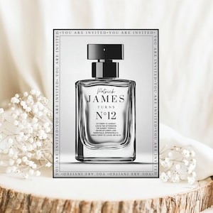 Designer Parfüm Geburtstagseinladung für Männer Canva Template Geburtstag Luxus Parfüm Design Bday für Jungen Elegante Einladungskarte