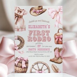 First Rodeo Birthday Invitation Editable My 1st Rodeo Girl Cowgirl Invites Pink Yee Haw Cowgirl Party Invite for Cowgirl Disco Western Rodeo
