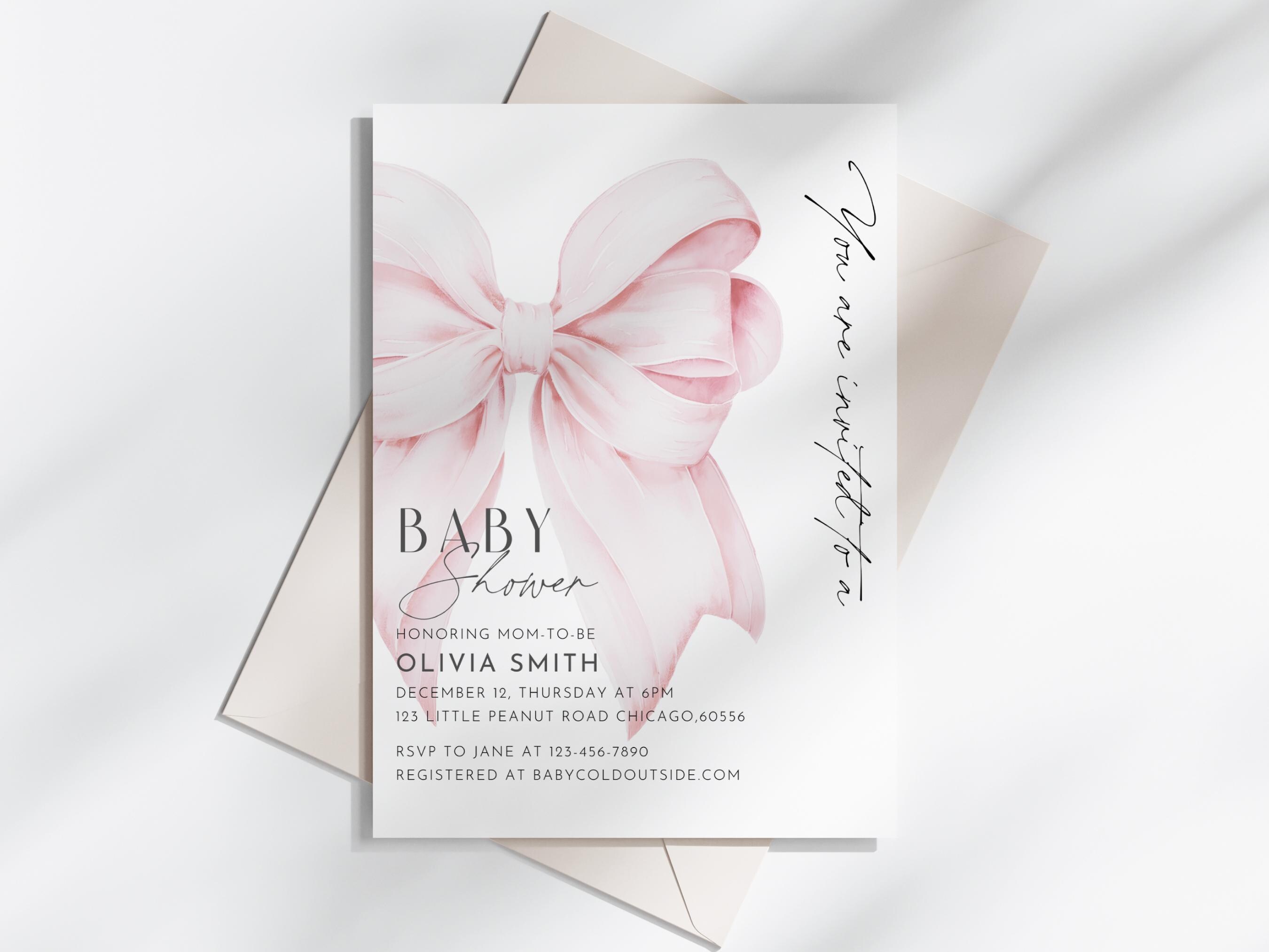 Pink Bow Baby Shower BUNDLE Editable Template Baby Girl Baby Shower ...