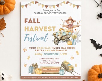 Editable Fall Festival Flyer Template for School Community Church Event Fall Festival Invitation Autumn Harvest Festival Fall Fundraiser DS2
