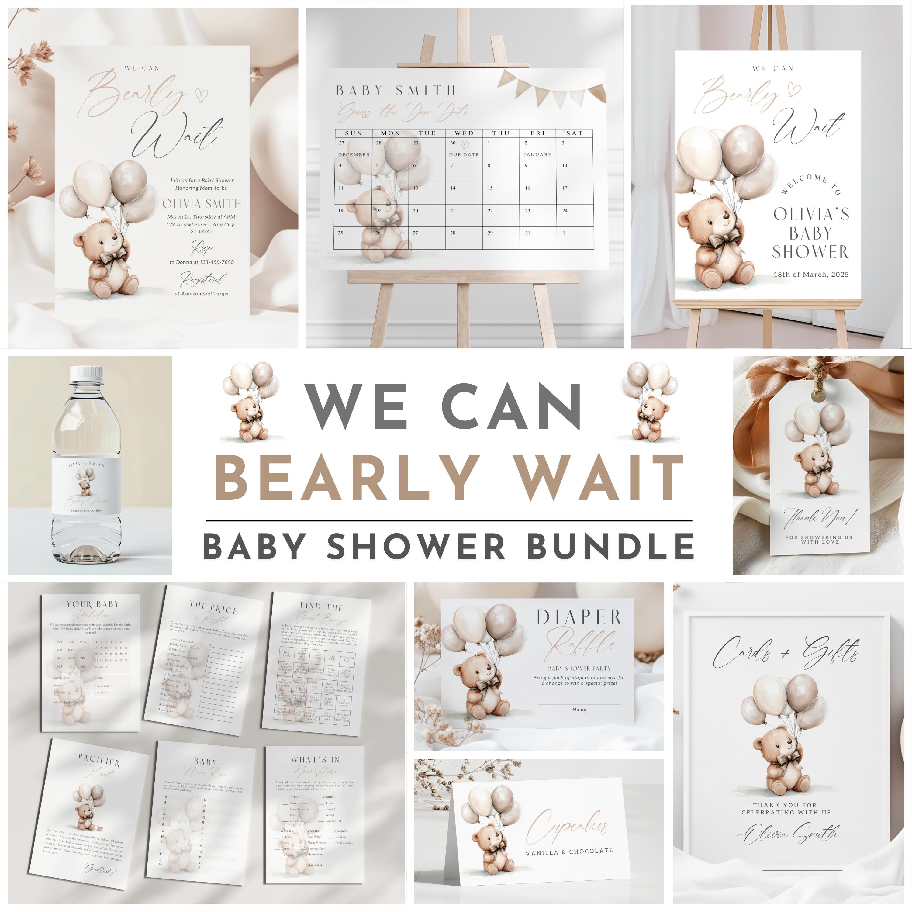 We Can Bearly Wait Baby Shower Bundle Invitation Set for Gender Neutral ...