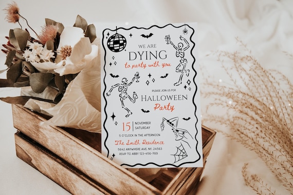 Hand Drawn Halloween Party Invitation Template Editable Halloween Costume Party Invite Whimsical Hand Drawn Adult Halloween Party Printable