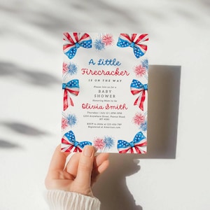 A Little Firecracker is on the Way Baby Shower Invitation Template 4th ...