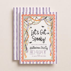 Invitación para fiesta de Halloween: Crea una fiesta de Halloween espeluznante y colorida. Plantilla editable de Canva (descarga digital).