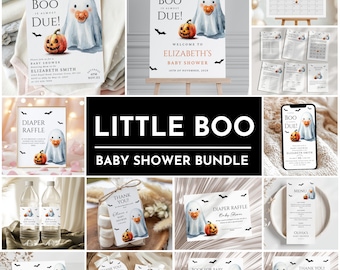 Little Boo Baby Shower Invitation Template Bundle Baby Ghost Baby Shower Bundle Little Boo is Almost Due Halloween Baby Shower Sign Decor