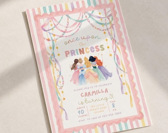 Whimsical Princess Birthday Invitation | Fairytale Magical Fancy Girl Birthday Once Upon a Time Party Editable Canva Invite Digital Download