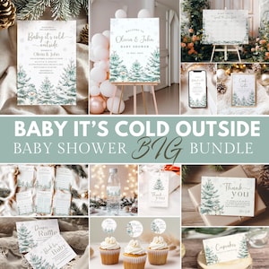 Baby It&#39;s Cold Outside Baby Shower Bundle Winter Baby Shower Invitation Template Snowflakes Baby Shower Baby It&#39;s Cold Outside Shower Decor