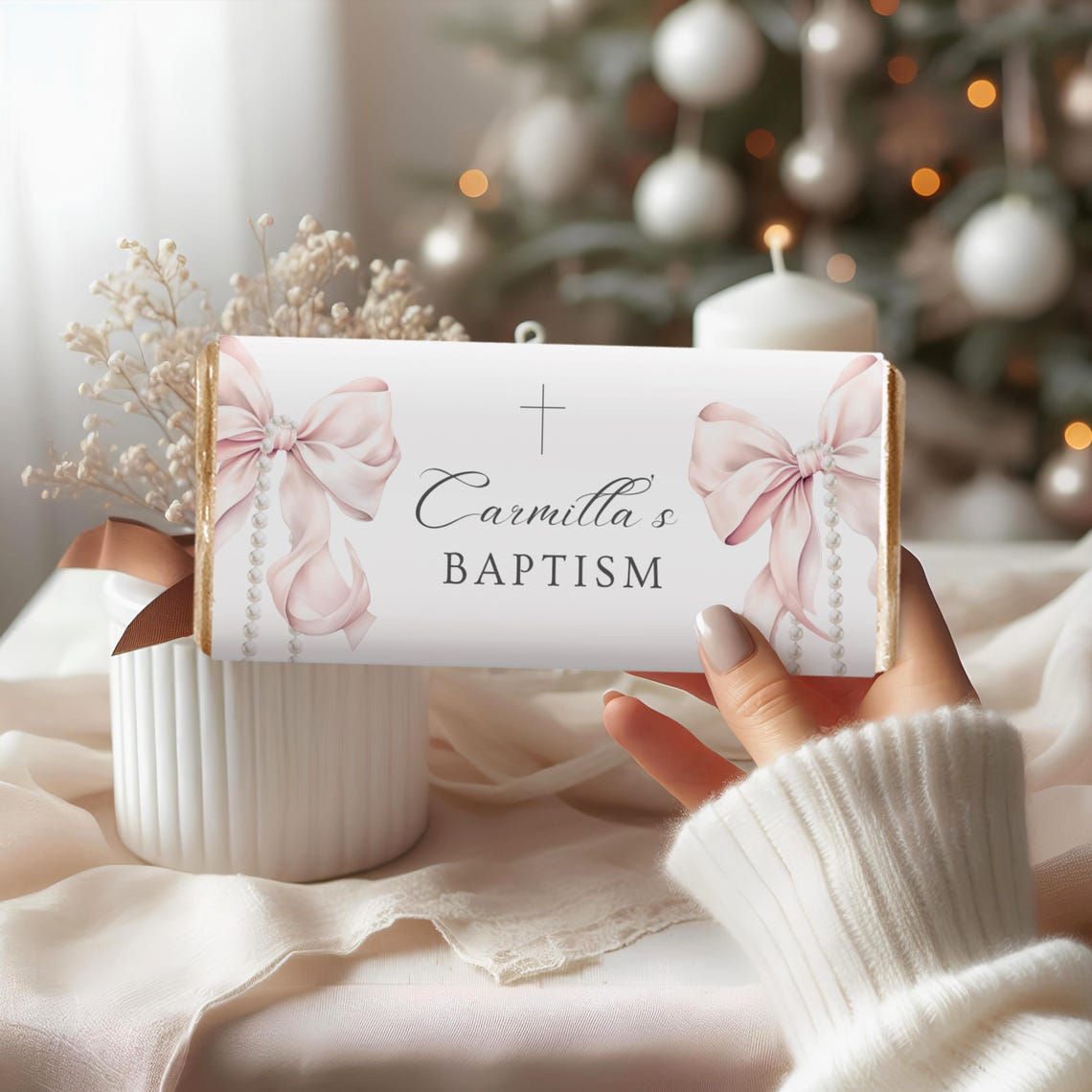 Pink Bow Chocolate Bar Wrapper Template Editable Candy Bar Labels for ...