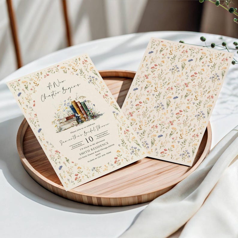 A New Chapter Bridal Shower Invite Canva Template Book Themed ...