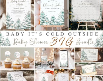 Puede incluir: Una colección de artículos de papelería para baby shower con temática invernal. Incluye invitaciones, un letrero de bienvenida, un calendario, adornos para cupcakes, etiquetas para botellas de agua, una pantalla de teléfono, tarjetas de agradecimiento y más.