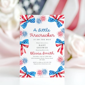 A Little Firecracker is on the Way Baby Shower Invitation Template 4th ...