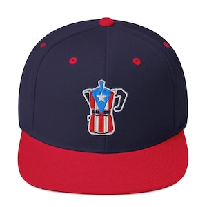 Puerto Rico Snapback Hat with Embroidered Coffee Maker Design | Classic 6-Panel Baseball Cap | PR Flag Inspired | Puerto rico cap