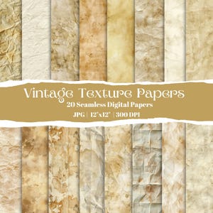 Crumpled Vintage Texture Digital Papers, Antique Grunge Backgrounds For Junk Journals, Scrapbook Crafts, Ephemera Collage Projects