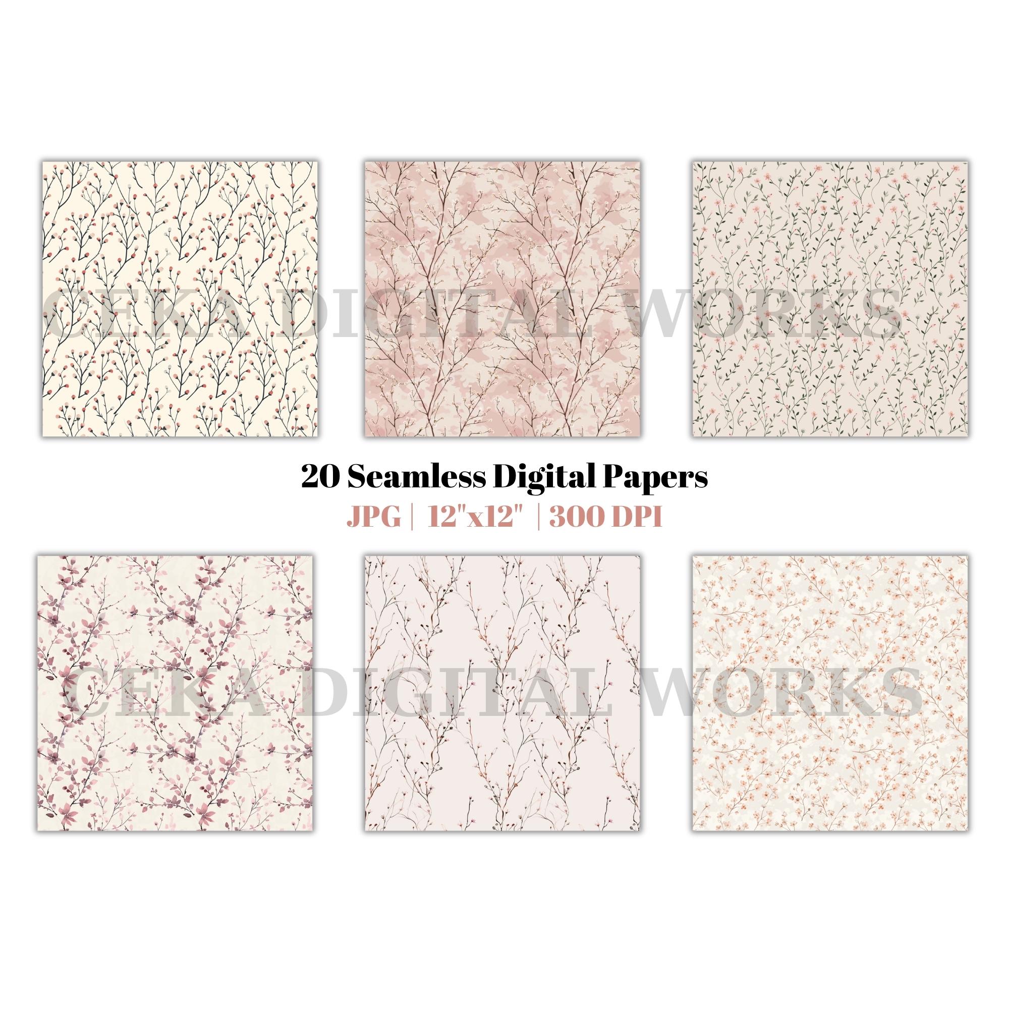Boho Blush Floral Digital Paper, Blush Pink Seamless Patterns, Soft ...