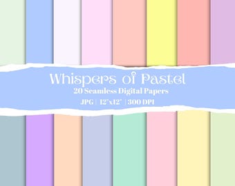 Digitale papierbundel pastel: regenboog plakboekachtergronden (12 x 12 jpg's, digitale download)