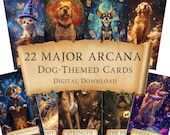 Dog-Themed 22 Major Arcana Tarot Cards Digital Download - Unique Pet-Inspired Tarot Deck for Spiritual Readings & Gifts for Dog Lovers