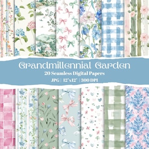 Watercolor Floral Digital Paper: Grandmillennial Garden Patterns (Digital Download)