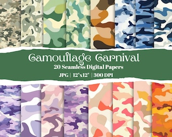 迷彩柄、32種類のデザインセット、Vol.1～5、アーミーカモフラージュ