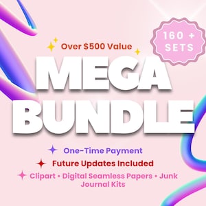 Entire Shop Bundle – 2600+ Digital Papers & 1600+ Cliparts, Lifetime Access, Google Drive, Whole Store Mega Bundle PNG JPG