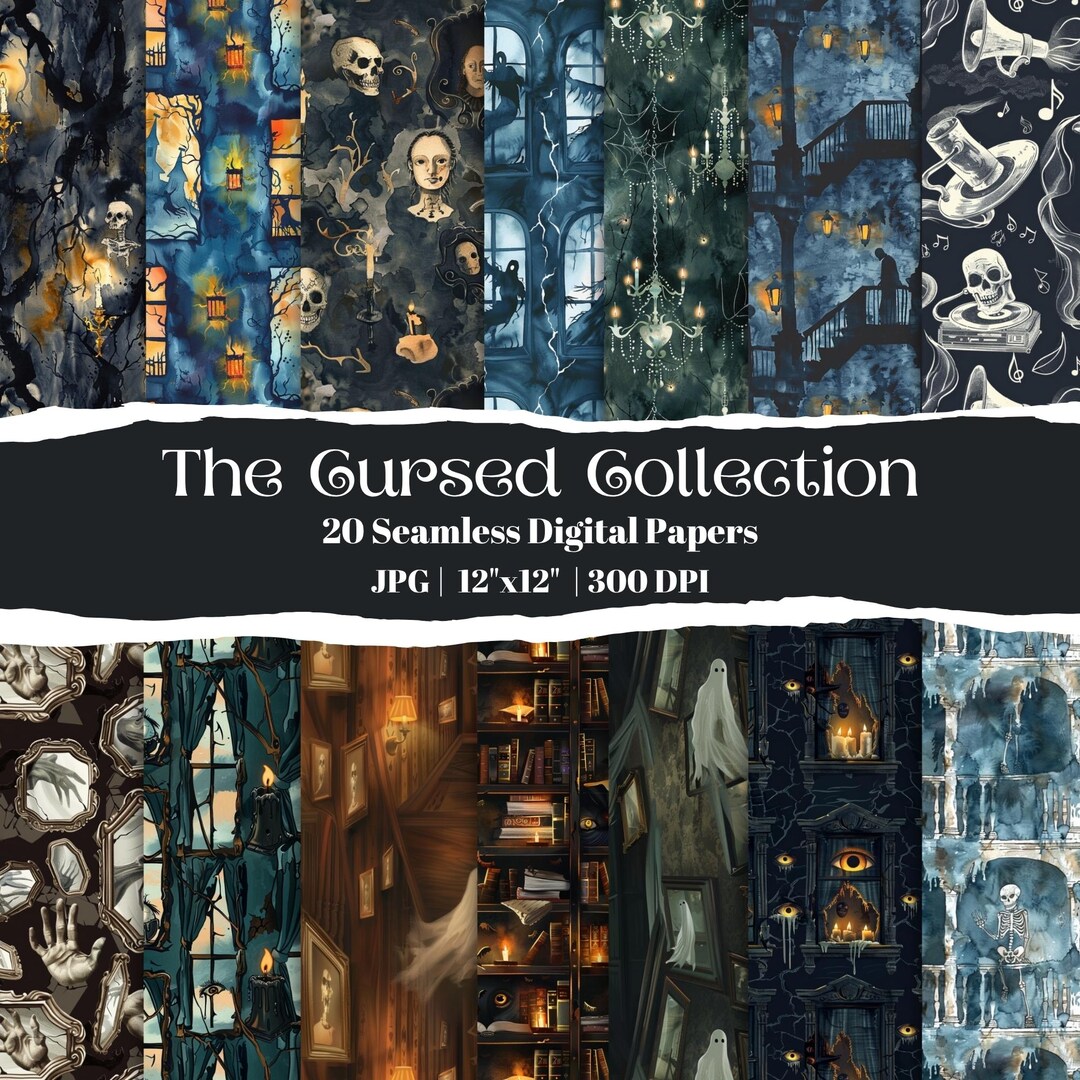 Dark Halloween Digital Paper: Haunted Gothic Scrapbook Backgrounds ...