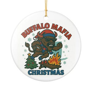 Buffalo Mafia Christmas Ornament - Funny Bills Fan Holiday Decor, Mafia Buffalo Breaking Table Tree Ornament Gift Idea