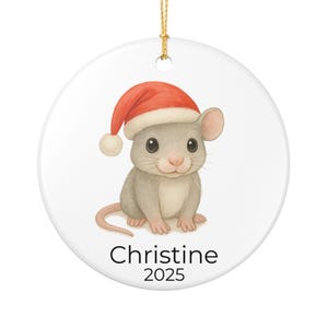 Personalized Baby Rat Christmas Ornament - Cute Pet Rat Holiday Decoration - Custom Name & Year Gift for Rat Lovers / Owners