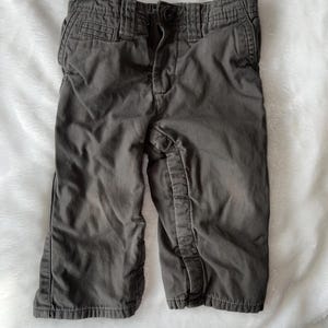 BabyGap Fleece-Lined Baby Pants – Gray with Blue Plaid Interior (6-12 Months)