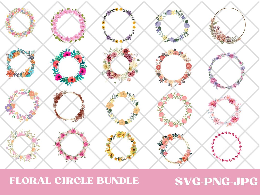 FLORAL WREATH SVG Bundle Circle Frame Svg Botanical Frame Wedding ...