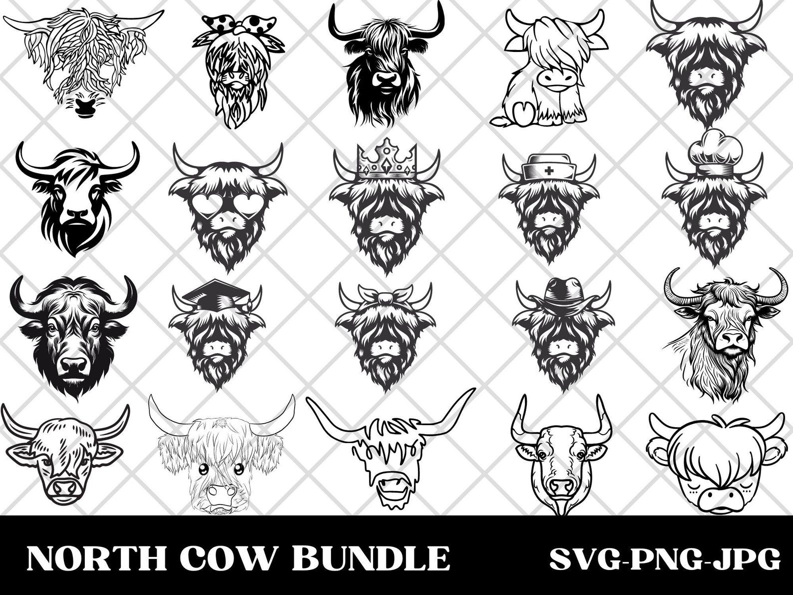 Highland Cow, Baby Cow Svg, Cow Head Svg, Highland Cow Clipart, Cow