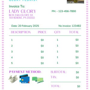 FLOWER SHOP INVOICE Template