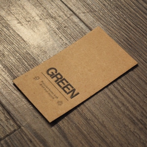 100 cartes de visite professionnelles modernes Kraft Minimal Go Green - Lot de 100
