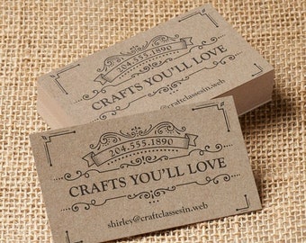 Set of 250  -  3.5"  x  2." Brown Crafter Business Cards