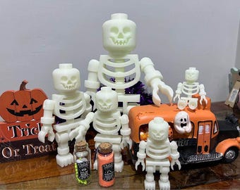 3D Printed Brick Halloween Glow In The Dark Skeletons Various Sizes