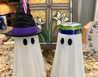 Soporte para latas con diseño de fantasma espeluznante – Alani Nu, latas delgadas, sombrero de bruja (regalo de Halloween)