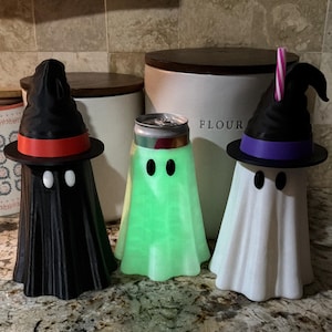 Spooky Ghost Can Holder – Alani Nu, Slim Cans, 16oz Monster/Coke/Pepsi Witch Hat (Halloween Gift)