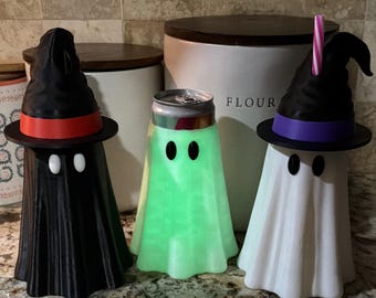 Spooky Ghost Can Holder – Alani Nu, Slim Cans, 16oz Monster/Coke/Pepsi Witch Hat (Halloween Gift)