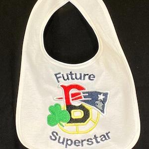 Boston sports baby bib