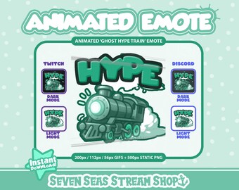 Ghost Hype Train ANIMATED Emote // Cartoon Haunted HYPE GIF Icon  // Hype Up Icon for Streamers (Digital Download) // Twitch, Discord Emote