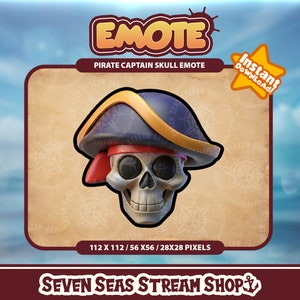 Pirate Captain Skull Emote // Undead Ghostly Swashbuckling Buccaneer Skull Streamer Graphic // Instant Download // Twitch, Discord, YouTube