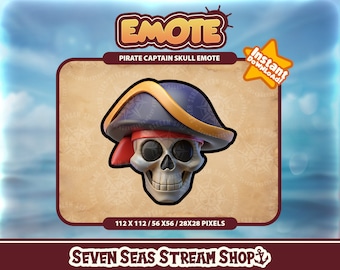 Pirate Captain Skull Emote // Undead Ghostly Swashbuckling Buccaneer Skull Streamer Graphic // Instant Download // Twitch, Discord, YouTube