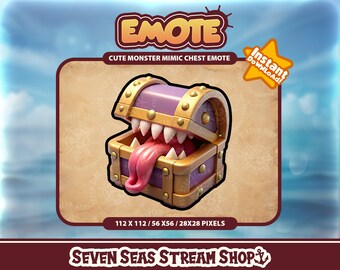 Cute Monster Mimic Chest Emote // Fantasy Tabletop Streamer Graphic // Instant Download // Twitch, Discord, YouTube