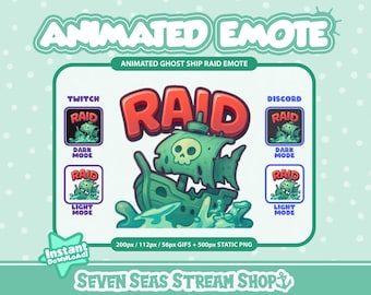 Ghost Ship Raid ANIMATED Emote // Cartoon Haunted HYPE GIF Icon  // Hype Up Icon for Streamers (Digital Download) // Twitch, Discord Emote