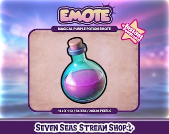 Purple Potion Emote // Cute Whimsical Violet Vial Magical Potion Bottle Streamer Graphic // Instant Download // Twitch, Discord, YouTube