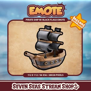 Pirate Ship Emote // Swashbuckling Nautical Naval Black Flags Piracy Streamer Graphic // Instant Download // Twitch, Discord, YouTube