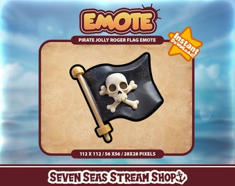 Pirate Jolly Roger Flag Emote // Swashbuckling Skull & Crossbones Buccaneer Streamer Graphic // Instant Download // Twitch, Discord, YouTube